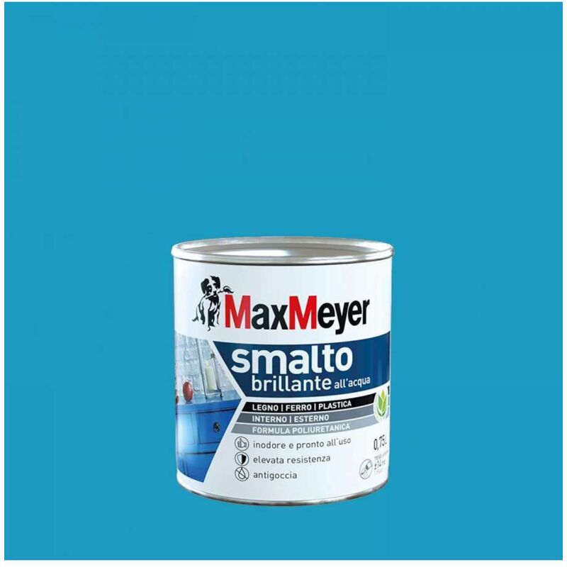 foto del prodotto max meyer maxmeyer smalto poliuretanico brillante all acqua turchese 0,75 l