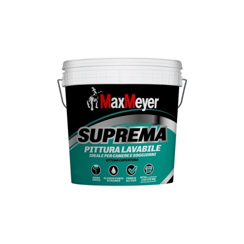 foto del prodotto max meyer pittura da 10l per interni per parete e soffitto lavabile,bianco supremo bianco opaco,