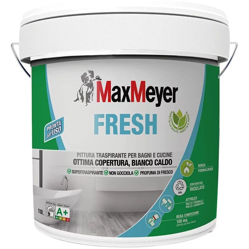 foto del prodotto max meyer pittura traspirante per interni fresh a 10 lt bianca, pronta all uso