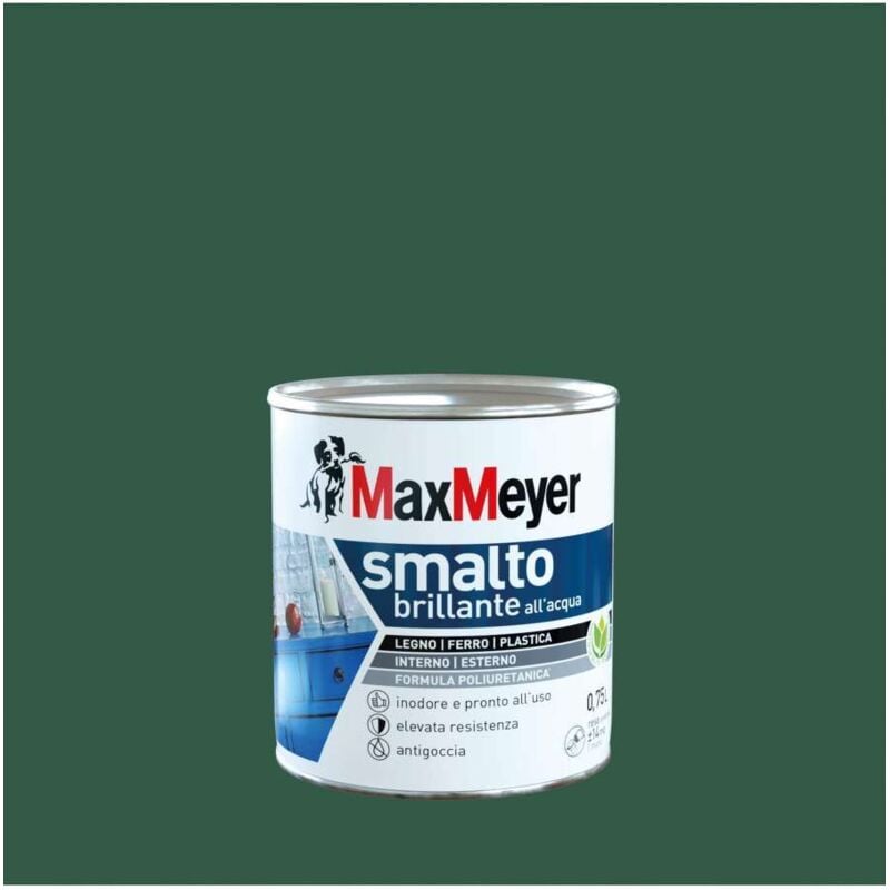 foto del prodotto max meyer smalto poliuretanico brillante all acqua verde scuro 0,75 l