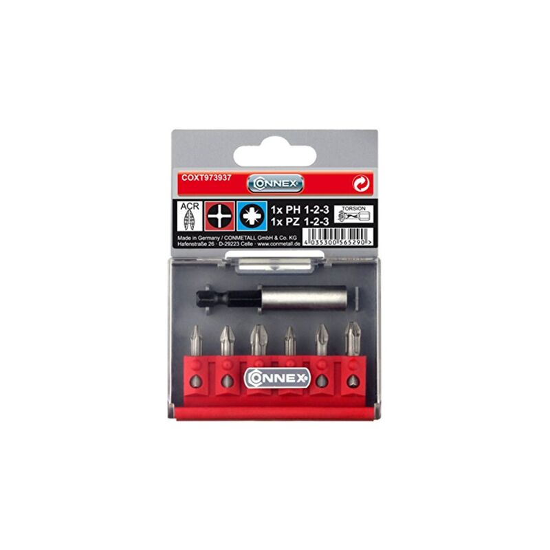 foto del prodotto max power coxt973937 set inserti a crocephillips, pozidriv, torsion acr, 6 pezzi con supporto magnetico, multicolore