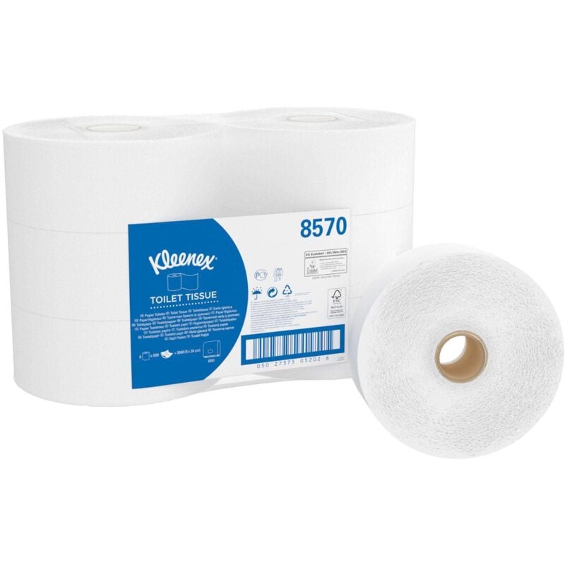 foto del prodotto maxi rotoli di carta igienica kleenex 8570 6 rotoli x 500 fogli a 2 veli, colore bianco