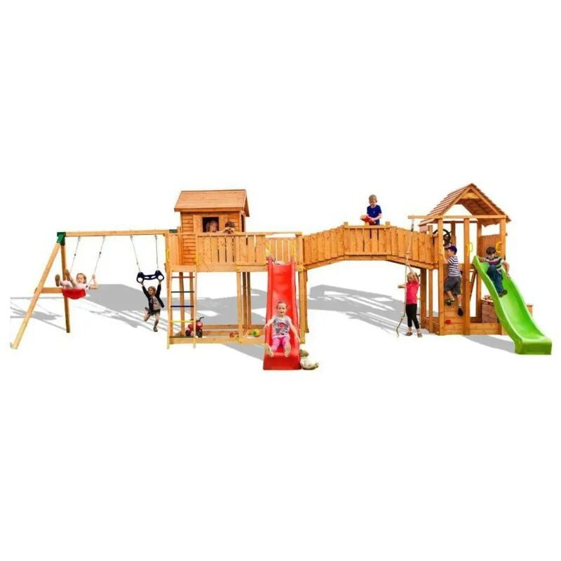 foto del prodotto maxi set in legno fungoo smile farm parco giochi da giardino