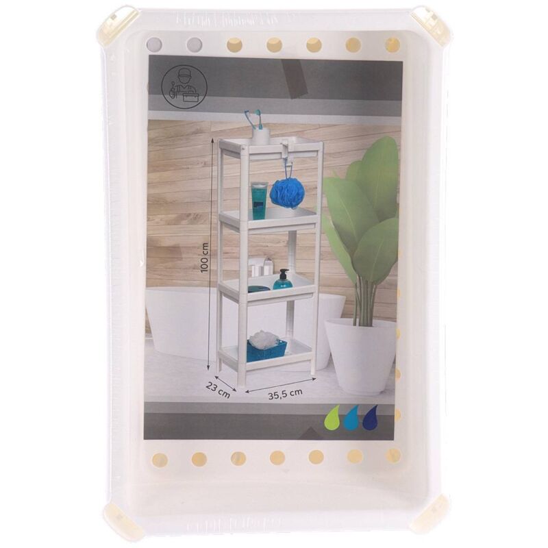 foto del prodotto maxia market mobili da bagno scaffale in plastica 4 livelli con gancio 35,5 x 23 x 100 cm