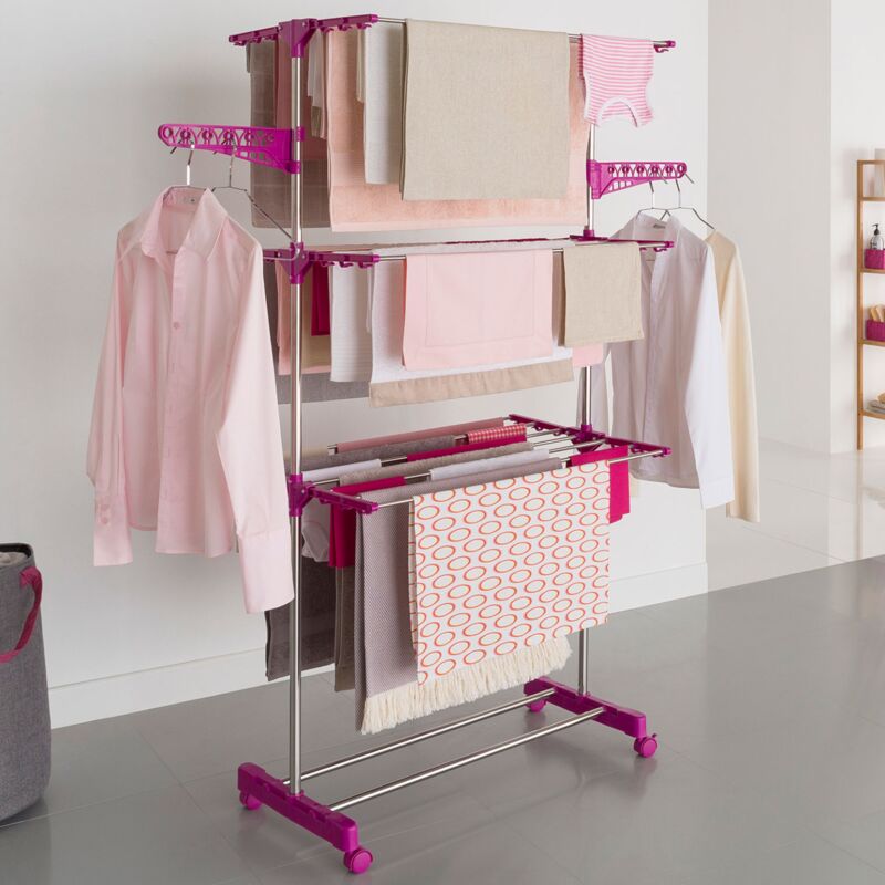 foto del prodotto maxima asciugabiancheria verticale pieghevole a 3 livelli capacit 20m rosa