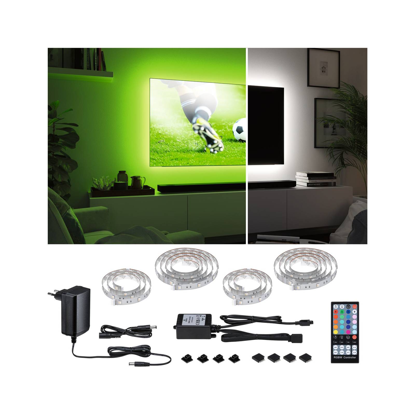 foto del prodotto maxled 250 rgbw comfort set tv 55 pollici di paulmann