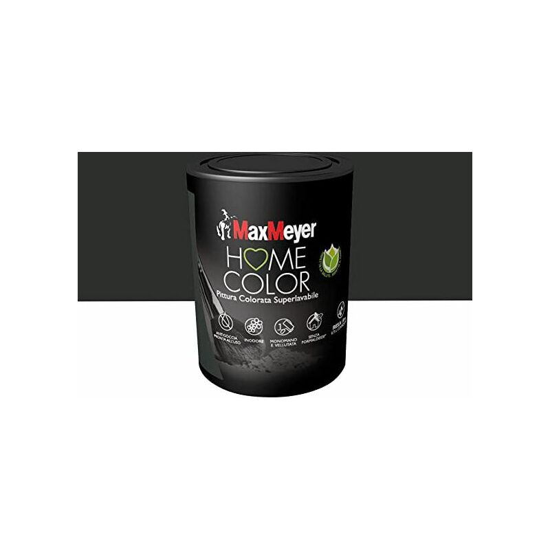 foto del prodotto maxmeyer idropittura colorata superlavabile per interni, nero, 0.75l