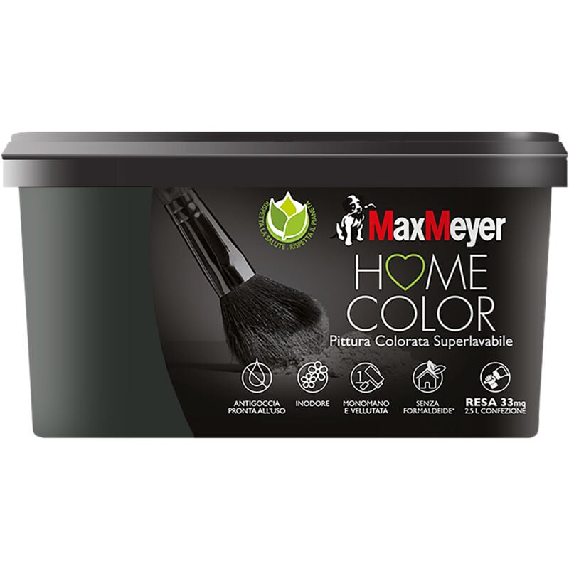 foto del prodotto maxmeyer idropittura colorata superlavabile per interni, nero, 2.5l