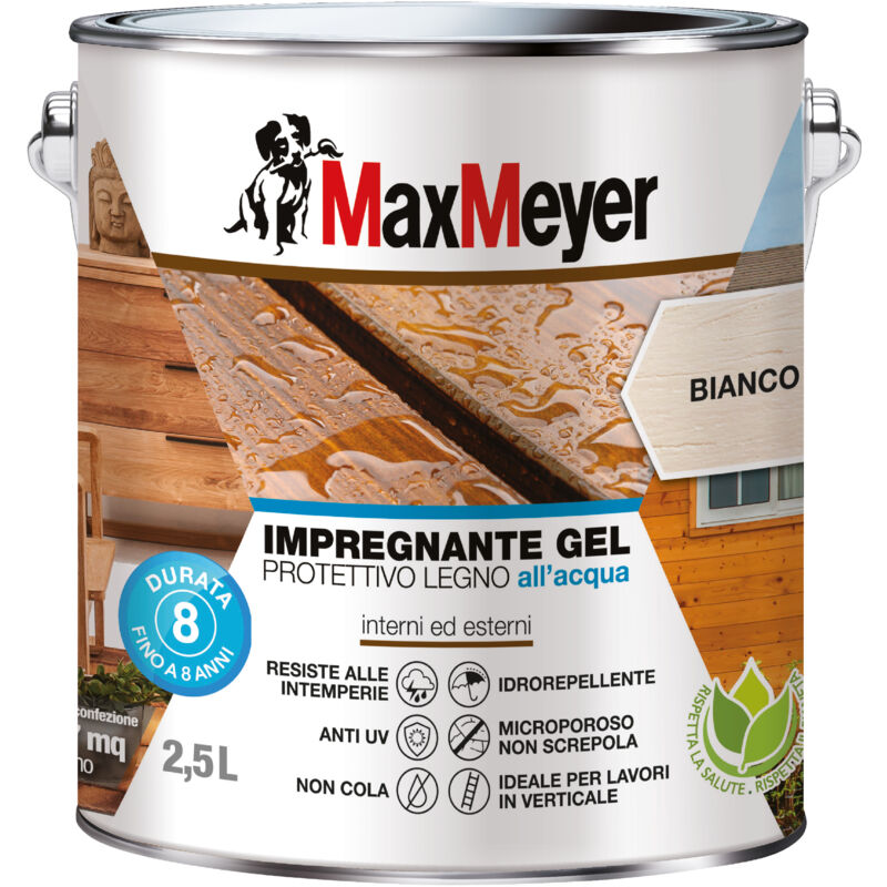 foto del prodotto maxmeyer impregnante gel protettivo legno all acqua, bianco, 2.5l