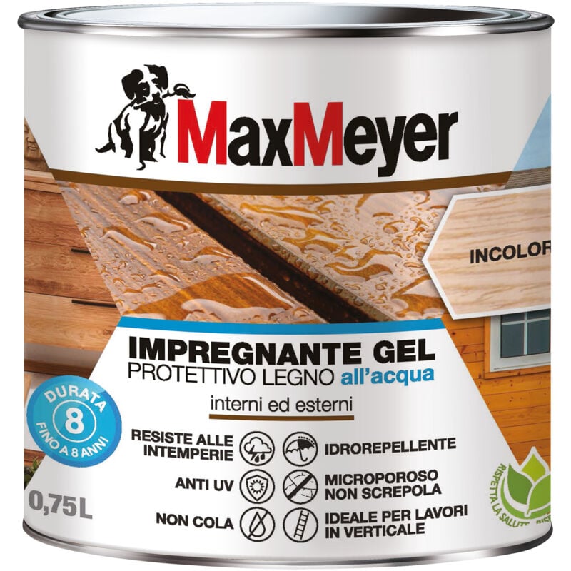foto del prodotto maxmeyer impregnante gel protettivo legno all acqua, incolore, 0.75l
