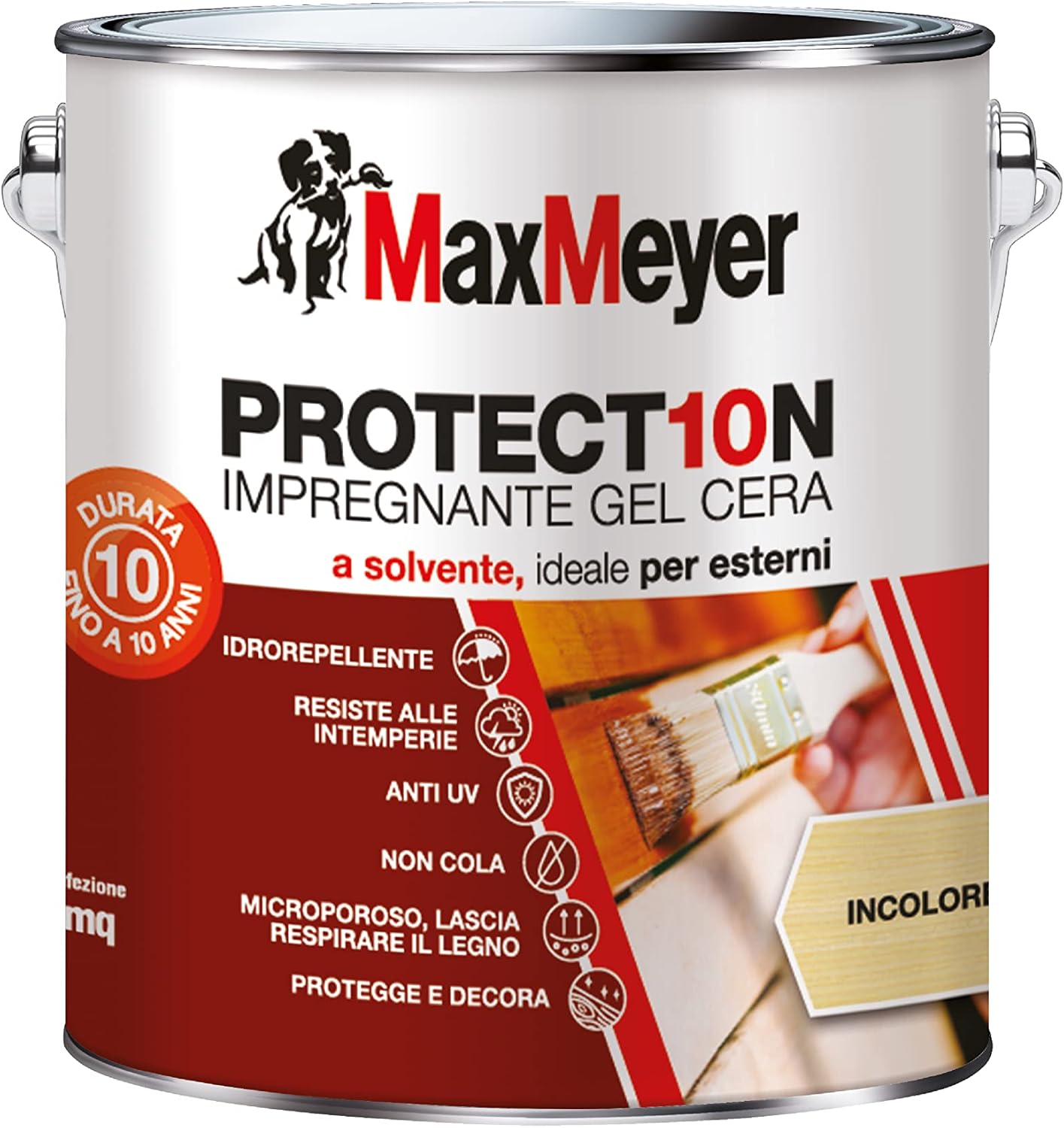 foto del prodotto maxmeyer impregnante gel protettivo legno all acqua, incolore, 2.5l