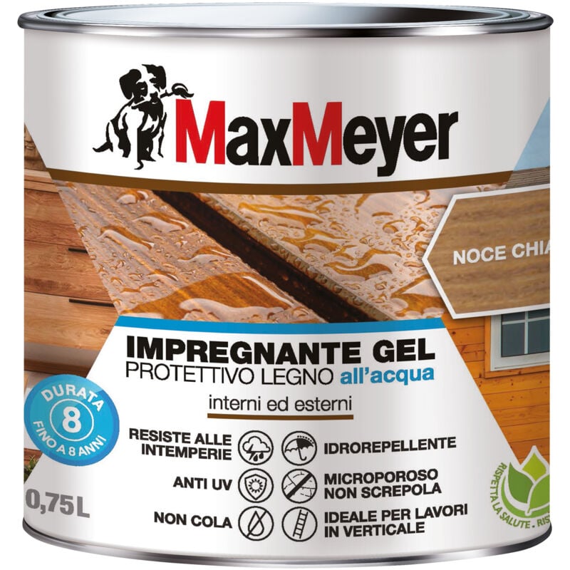 foto del prodotto maxmeyer impregnante gel protettivo legno all acqua, noce chiaro, 0.75l