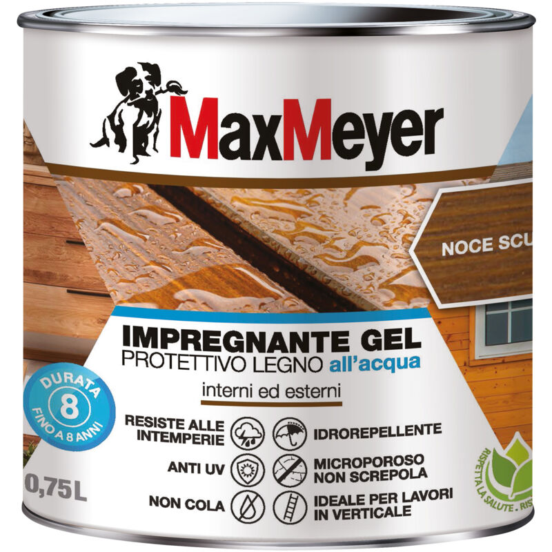 foto del prodotto maxmeyer impregnante gel protettivo legno all acqua, noce scuro, 0.75l