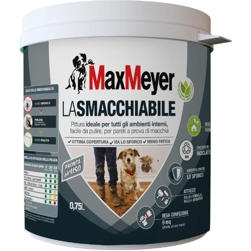 foto del prodotto maxmeyer lasmacchiabile, pittura smacchiabile per interni, bianco, 0.75l