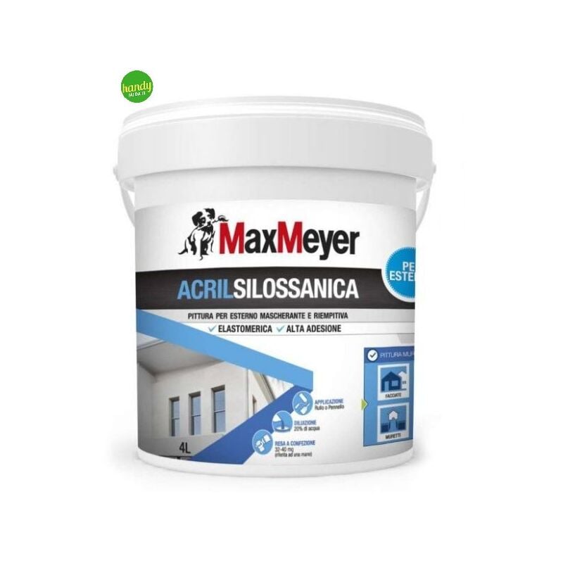 foto del prodotto maxmeyer pittura acrilsilossanica maxmayer 4l bianco