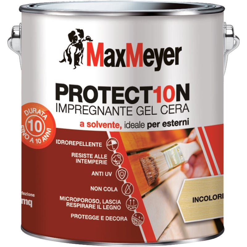 foto del prodotto maxmeyer protect10n, impregnante a solvente per esterni, incolore, 2.5l
