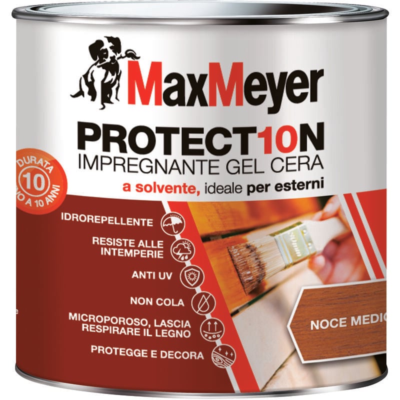 foto del prodotto maxmeyer protect10n, impregnante a solvente per esterni, noce medio, 0.75l