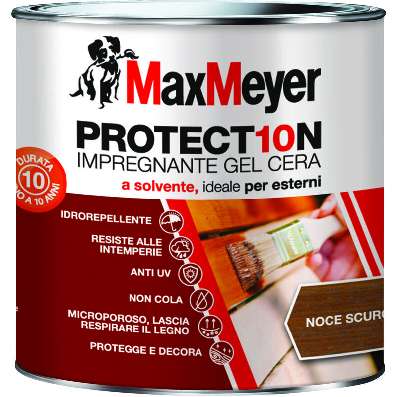foto del prodotto maxmeyer protect10n, impregnante a solvente per esterni, noce scuro, 0.75l