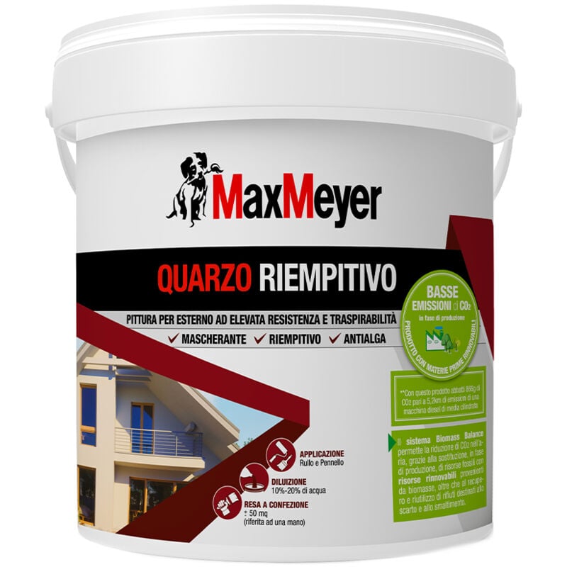 foto del prodotto maxmeyer quarzo riempitivo,, pittura per esterni antialga, bianco, 4l