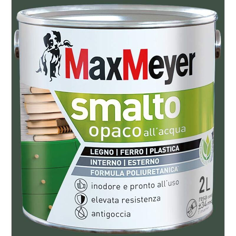 foto del prodotto maxmeyer smalto all'acqua poliuretanico opaco verde scuro 2 l