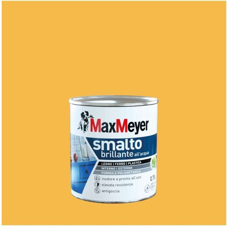 foto del prodotto maxmeyer smalto brillante all acqua giallo estate 0,75l legno ferro plastica a inodore antigoccia
