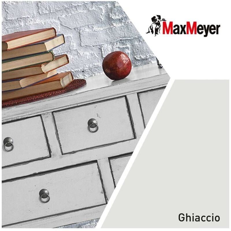 foto del prodotto maxmeyer smalto brillante all'acqua poliuretanico bianco ghiaccio 0,125 l