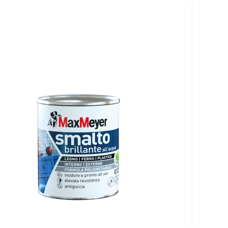 foto del prodotto maxmeyer smalto brillante all'acqua poliuretanico grigio pietra 0,125 l