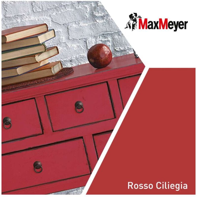 foto del prodotto maxmeyer smalto brillante all'acqua poliuretanico rosso ciliegia 0,125 l