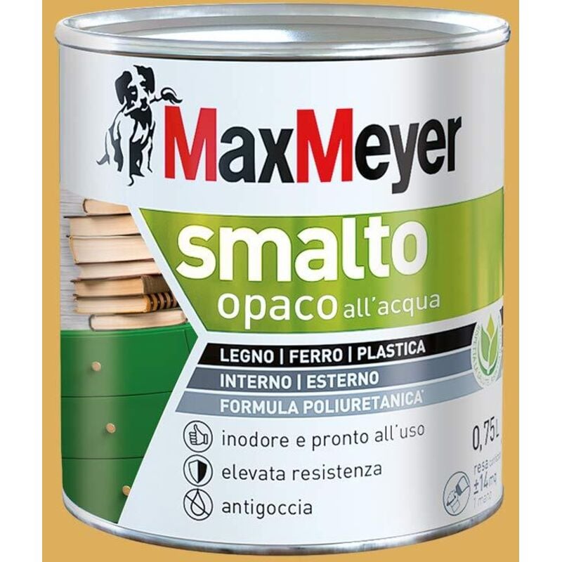 foto del prodotto maxmeyer smalto opaco all'acqua poliuretanico giallo estate 0,75 l