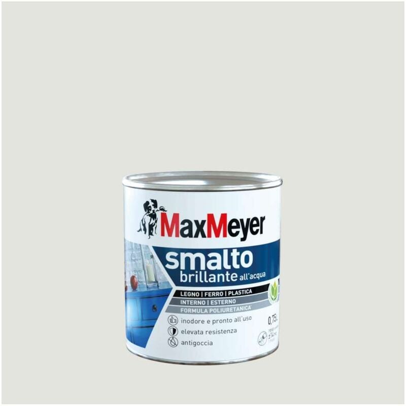 foto del prodotto maxmeyer smalto poliuretanico brillante all'acqua - bianco ghiaccio - 0,75 l