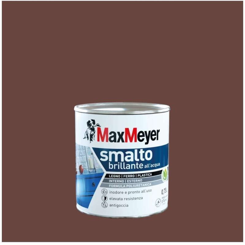 foto del prodotto maxmeyer smalto poliuretanico brillante all'acqua - cioccolato - 0,75 l
