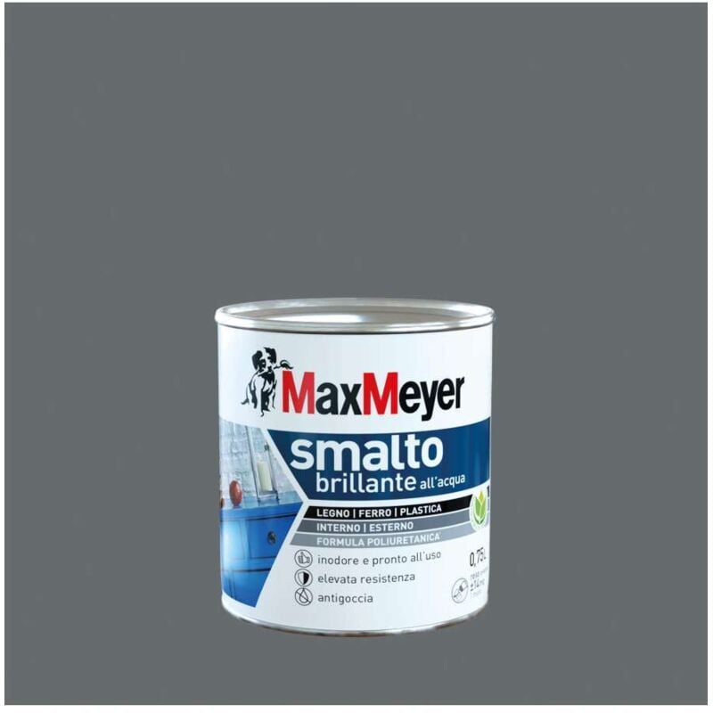 foto del prodotto maxmeyer smalto poliuretanico brillante all acqua grigio fumo 0,75 l