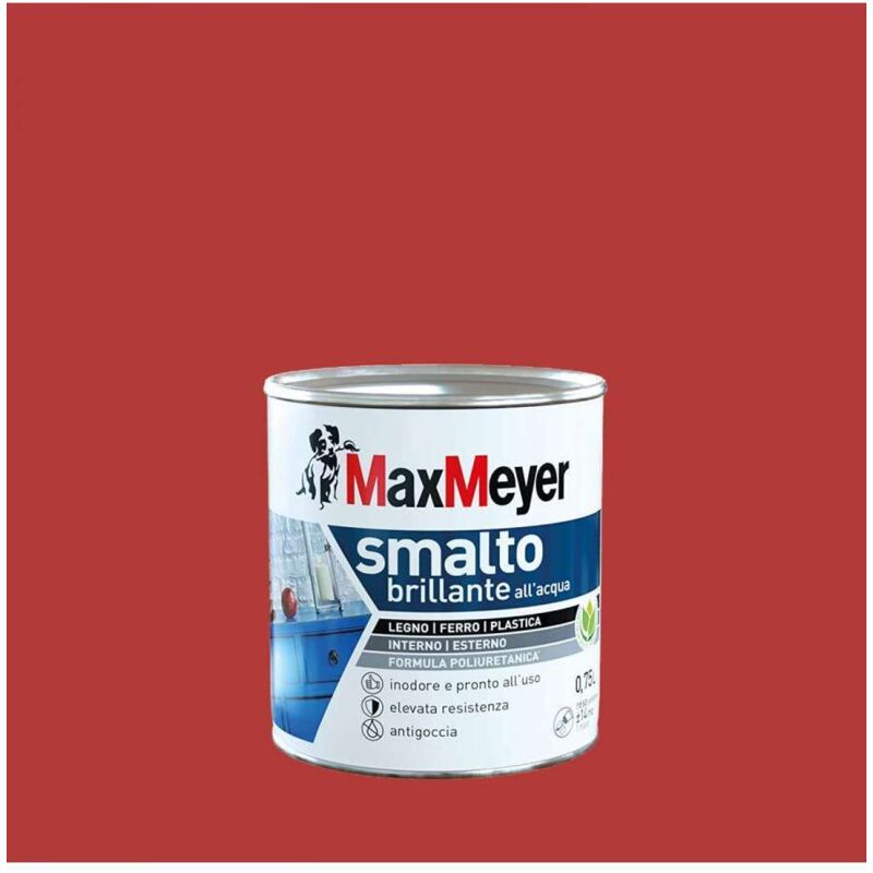 foto del prodotto maxmeyer smalto poliuretanico brillante all'acqua - rosso ciliegia - 0,75 l