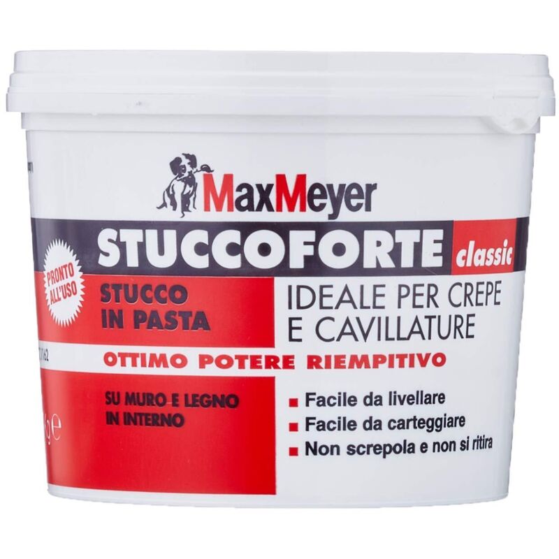 foto del prodotto maxmeyer stuccoforte, stucco riempitivo in pasta per interni, bianco, 1kg