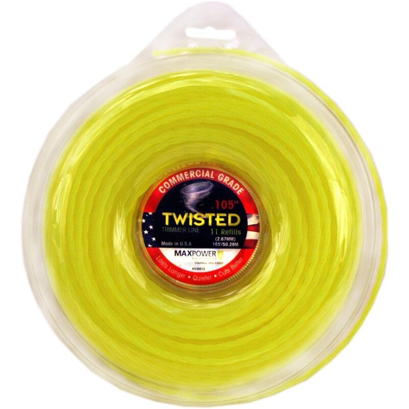 foto del prodotto maxpower 338815 filo decespugliatore in copolimero 2.7mm 50 metri quadrato ritorto, giallo neon