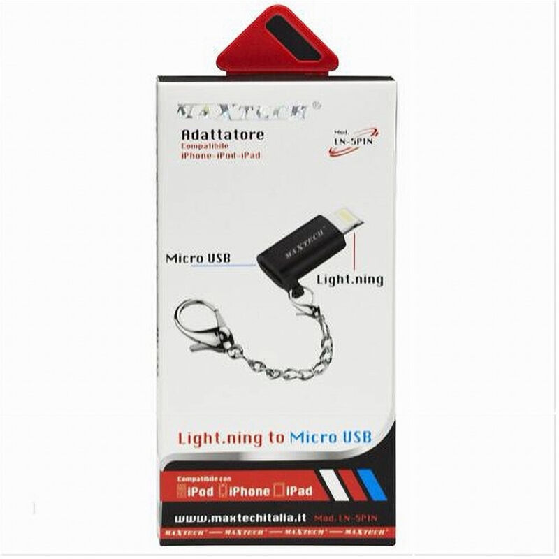 foto del prodotto maxtech adattatore da lightning a micro usb compatibilita iphone ipod ipad ln 5pin 