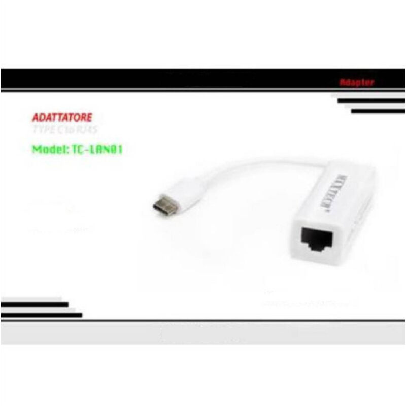 foto del prodotto maxtech adattatore type c a rj45 lan ethernet cavo rete per pc laptop tc lan01 