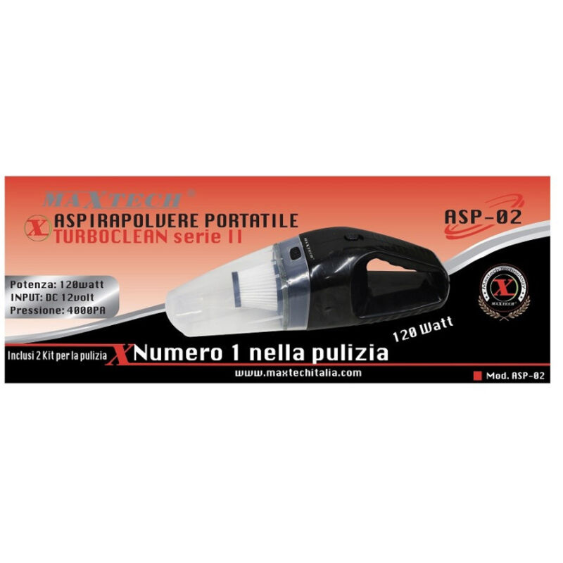 foto del prodotto maxtech aspiratore professionale per auto camper camion 12v accendisigari 120w asp 02 