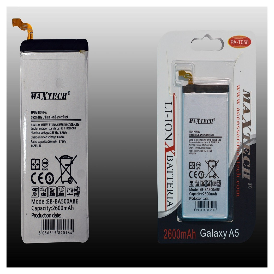 foto del prodotto maxtech batteria compatibile per samsung galaxy a5 a litio 2600mah pa t058 