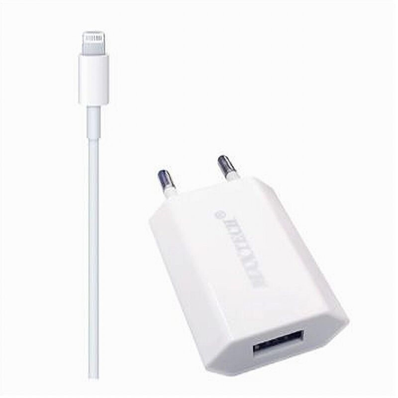 foto del prodotto maxtech caricabatterie 2x1 lightning maxtech con adattatore per iphone 5v 1500ma 1mt ms t005 