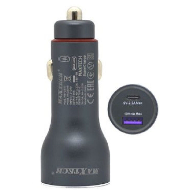 foto del prodotto maxtech caricatore caricabatteria per auto usb type c pd 5a superchange 40watt ma c017 