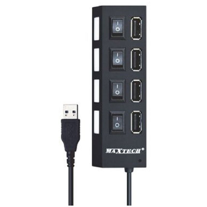 foto del prodotto maxtech caricatore multipresa hub 4 porte usb 2.0 singola windows macos hub 04 
