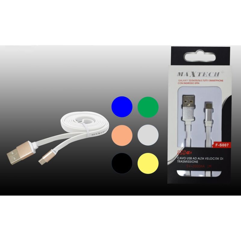 foto del prodotto maxtech cavo cavetto per samsung galaxy micro usb carica dati caricatore f s007 