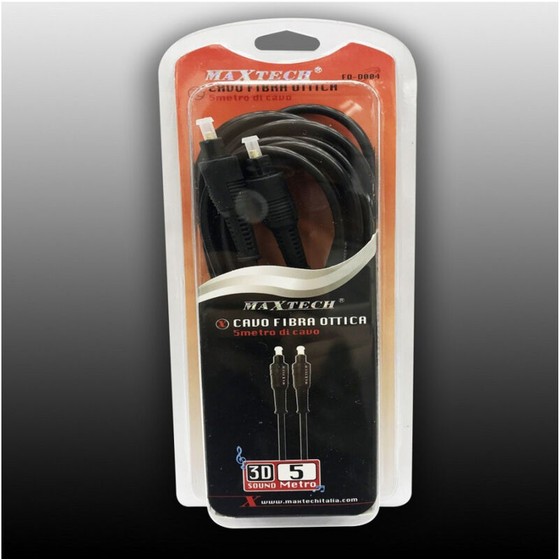 foto del prodotto maxtech cavo fibra ottica 5 mt 3d sound digital surround audio digitale fo d004