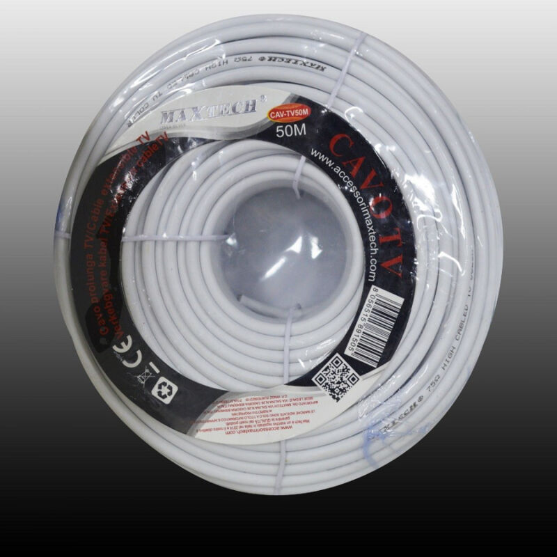 foto del prodotto maxtech cavo matassa 50mt antenna prolunga tv satellitare coassiale dvb hd maxtech cav tv50m 
