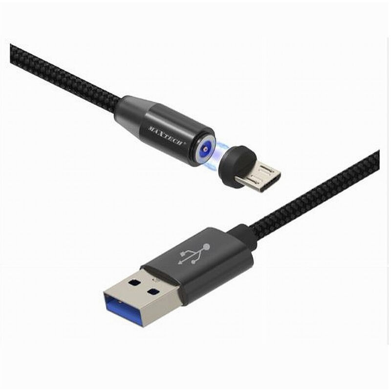 foto del prodotto maxtech cavo micro usb ricarica dati luce magnetica led 1mt per smartphone maxtech f s026 