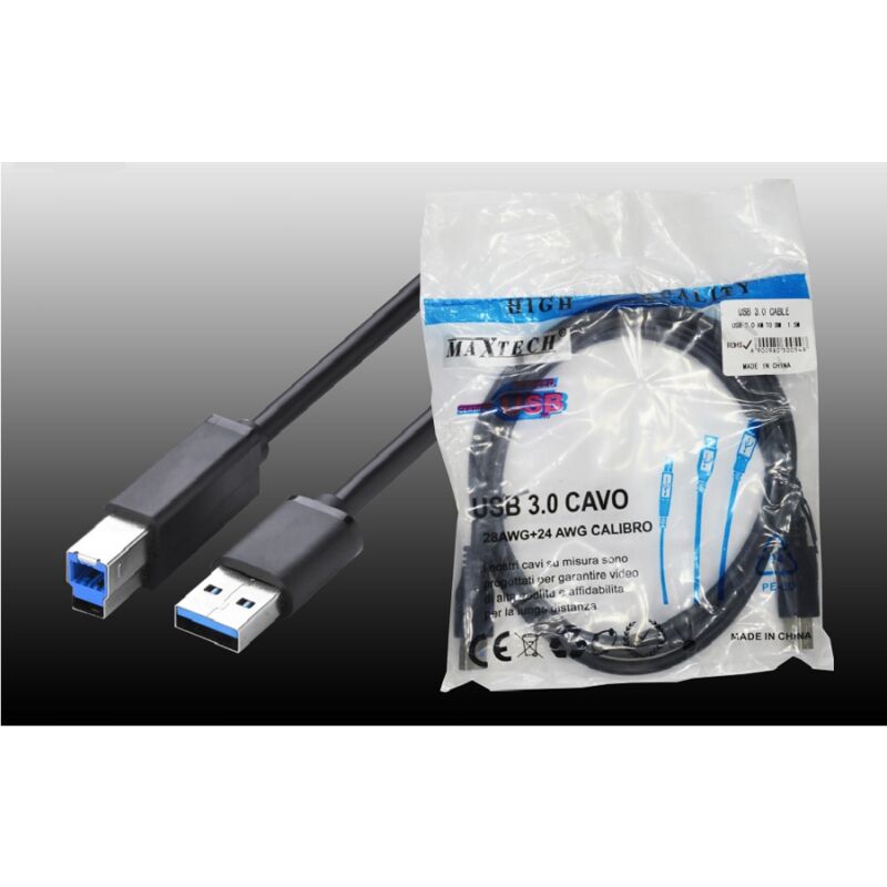 foto del prodotto maxtech cavo stampante usb 3.0 tipo a maschio usb 3.0 tipo b maschio 1.5mt ca 3bm1.5m 