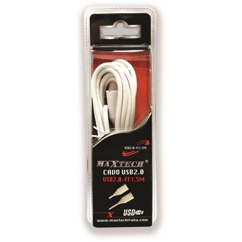 foto del prodotto maxtech cavo usb 2.0 femmina a femmina da 1.5 metri prolunga usb2.0 ff1.5m 