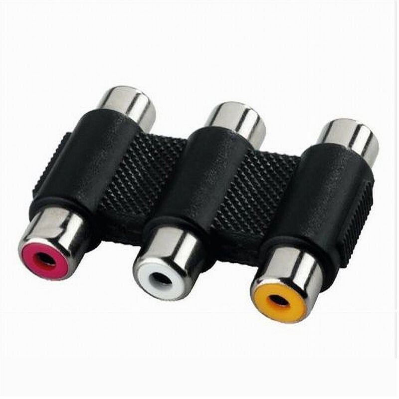 foto del prodotto maxtech - connettore adattatore accoppiatore audio video stereo 3xrca a 3xrca femmina c-052 -