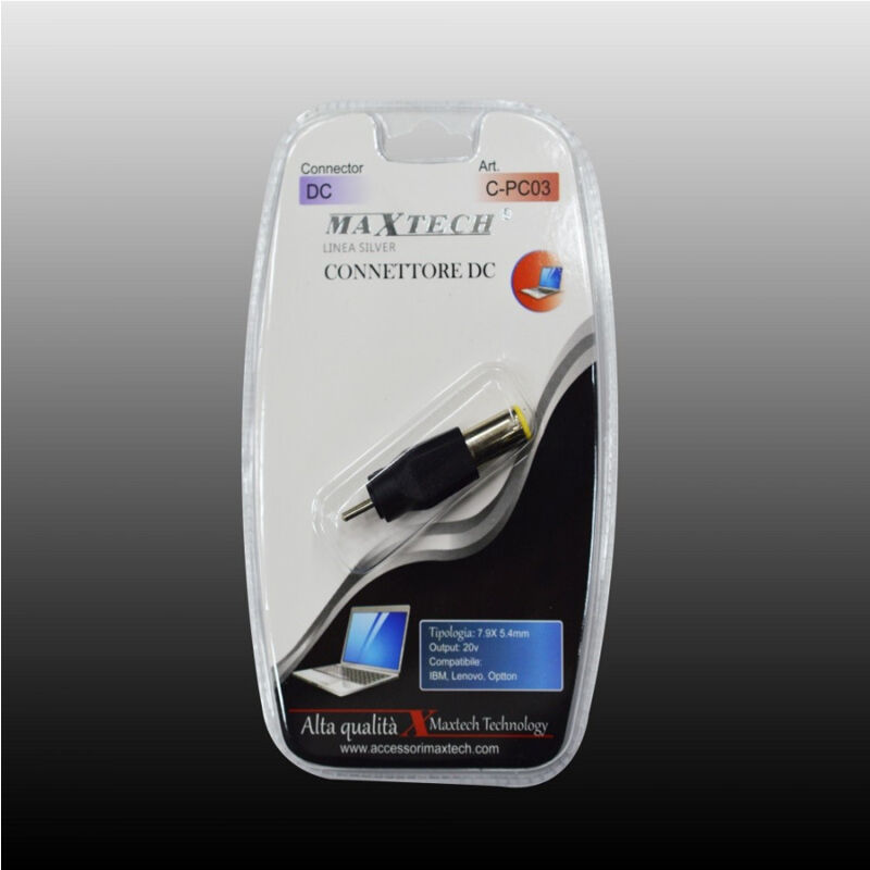 foto del prodotto maxtech connettore dc 7,9x5.4mm compatibile per lenovo ibm optton pc 20v c pc03 